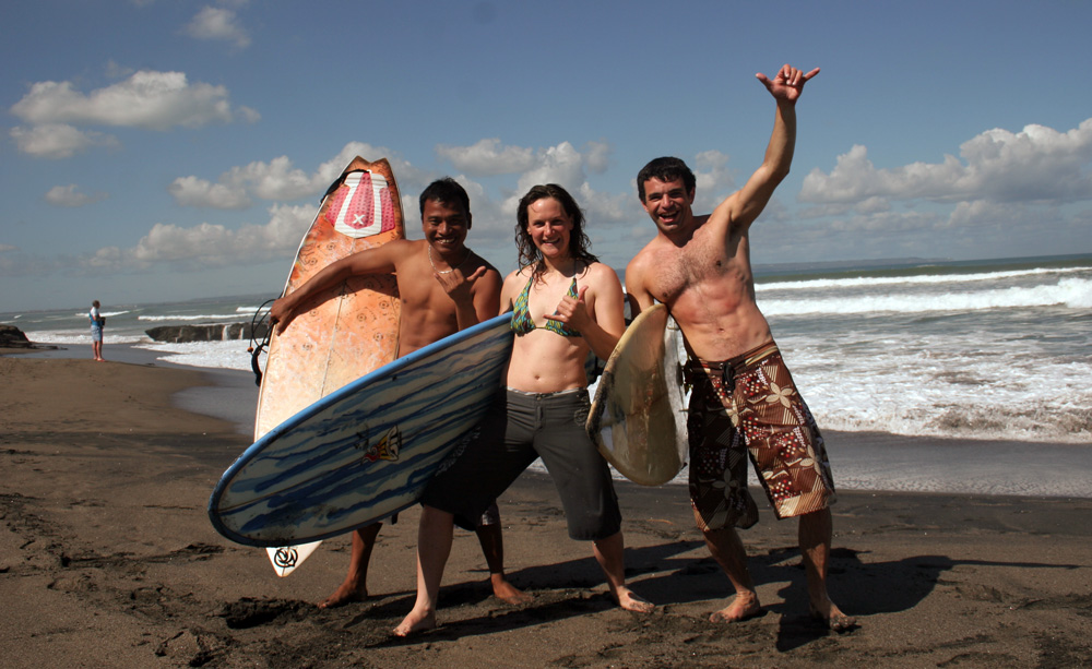 My surfing buddies Nyoman and Jake