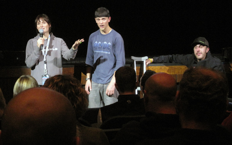 On stage in the Bushnell - Mortenson Hall, Boston