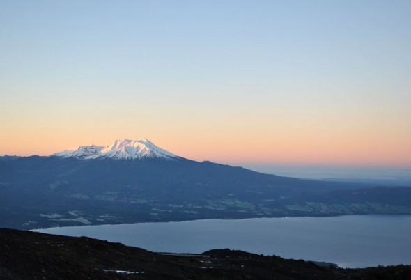 Volcan Calbuco and Lake Llanquihue in the morning light