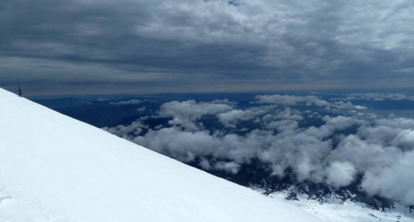 A tiny speck on such an enormous volcano A tiny speck on such an enormous volcano