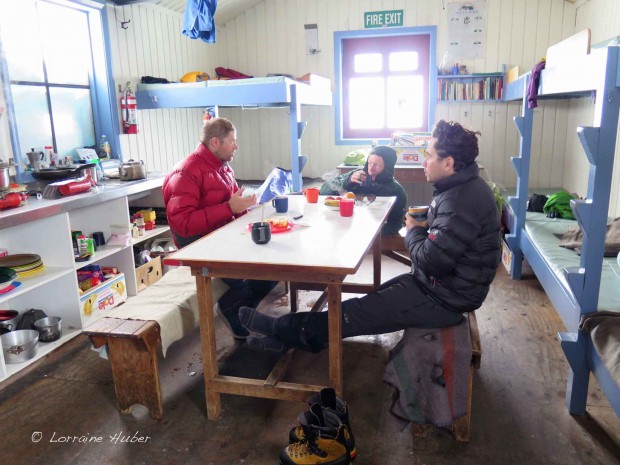 Tasman Saddle Hut is comfortable if you have it to yourself. Dress warmly!