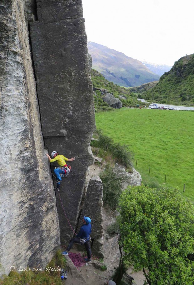 Climbing my first trad lead at Hospital Flat